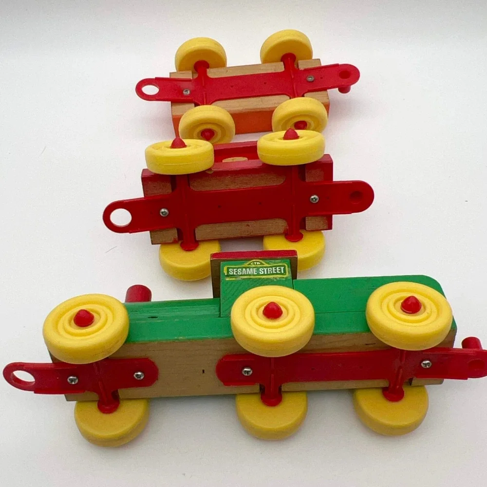 Vintage Sesame Street Wooden Train Set‎ Big Bird Ernie Cookie Monster Bert